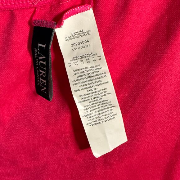 Ralph Lauren Womens Solids One Shoulder 1Piece Pink, 14 MSRP $135 - Picture 13 of 15